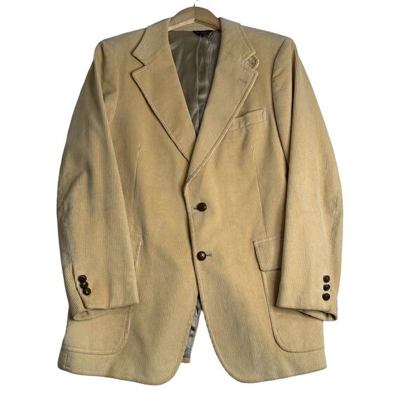 VTG Marshall Field‎ & Company Sports Coat Mens 41L Tan Corduroy 2 Button Retro - Picture 1 of 10
